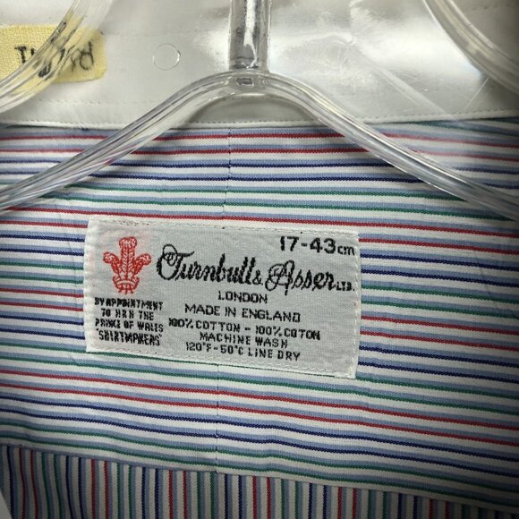 Turnbull & Asser Striped French Collar Dress Shirt Button Down Mens Size 17-43 - Picture 6 of 10